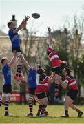 26 March 2017; Joe Bulmer of Enniscorthy takes the ball in the lineout against Fergal Walsh of Wicklow during the Leinster Provincial Towns Cup Quarter-Final match between Enniscorthy and Wicklow at Enniscorthy RFC in Co. Wexford. Photo by Matt Browne/Sportsfile