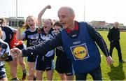 26 March 2017; St. Josephs, Rochortbridge, mentor Eamon Gallagher celebrates following his side's victory during the Lidl All Ireland PPS Senior B Championship Final match between Loreto Clonmel and St. Josephs Secondary School Rochortbridge at O'Moore Park in Portlaoise. Photo by Seb Daly/Sportsfile