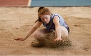 26 March 2017; Molly Hourihan of Dundrum South Dublin AC, Co Dublin, competing in the U17 Women's Long Jump event during the Irish Life Health Juvenile Indoor Championships 2017 day 2 at the AIT International Arena in Athlone, Co. Westmeath. Photo by Sam Barnes/Sportsfile