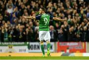 26 March 2017; Conor Washington of Northern Ireland celebrates after scoring his side's second goal during the FIFA World Cup Qualifer Group C match between Northern Ireland and Norway at Windsor Park in Belfast. Photo by Oliver McVeigh/Sportsfile