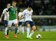 26 March 2017; Tarik Elyounoussi of Norway in action against Steven Davis of Northern Ireland  during the FIFA World Cup Qualifer Group C match between Northern Ireland and Norway at Windsor Park in Belfast. Photo by Oliver McVeigh/Sportsfile