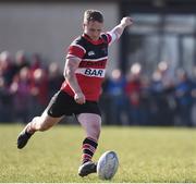 26 March 2017; Niall Earls of Wicklow kicks a convertion against Enniscorthy during the Leinster Provincial Towns Cup Quarter-Final match between Enniscorthy and Wicklow at Enniscorthy RFC in Co. Wexford. Photo by Matt Browne/Sportsfile