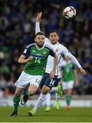 26 March 2017; Stuart Dallas of Northern Ireland in action against Omar Elabdellaou of Norway during the FIFA World Cup Qualifer Group C match between Northern Ireland and Norway at Windsor Park in Belfast. Photo by Oliver McVeigh/Sportsfile