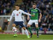 26 March 2017; Mohamed Elyounoussi of Norway in action against Stuart Dallas of Northern Ireland during the FIFA World Cup Qualifer Group C match between Northern Ireland and Norway at Windsor Park in Belfast. Photo by Oliver McVeigh/Sportsfile