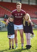 26 March 2017; Gary O'Donnell of Galway pictured with his nephew John Moran, aged 6, left, and Alanna Moran, aged 8, from Galway following the Allianz Football League Division 2 Round 6 match between Down and Galway at Páirc Esler in Newry. Photo by David Fitzgerald/Sportsfile