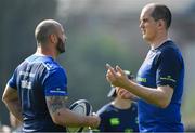 27 March 2017; Devin Toner, right, of Leinster with team-mate Hayden Triggs during a Leinster rugby squad training session in Rosemount, UCD in Dublin. Photo by Brendan Moran/Sportsfile