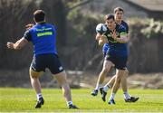 27 March 2017; Jonathan Sexton of Leinster takes a pass from team-mate Robbie Henshaw during a Leinster rugby squad training session at Rosemount, UCD, in Dublin. Photo by Brendan Moran/Sportsfile