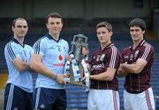 8 September 2011; East versus West: Dublin captain Liam Rushe, second from left, and team-mate Daire Plunkett with Galway captain Barry Daly, second from right, and team-mate David Burke visited Thurles today ahead of the Board Gáis Energy GAA Hurling U-21 All-Ireland Final which will be played under lights at Semple Stadium at 7.00pm on Saturday. It’s the second time in a week the counties will meet in a hurling All-Ireland Final, with Galway having beaten the Dubs earlier this week at minor level. The match will be live on TG4 and full live streaming of the player cam will be available on tg4.tv. See breakingthrough.ie for more details. Semple Stadium, Thurles. Picture credit: Matt Browne / SPORTSFILE