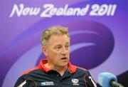 9 September 2011; USA Eagles head coach Eddie O'Sullivan during a press conference ahead of their Pool C opening game against Ireland on Sunday. USA Rugby Squad Press Conference, 2011 Rugby World Cup, Copthorne Hotel, New Plymouth, New Zealand. Picture credit: Brendan Moran / SPORTSFILE