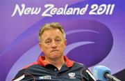 9 September 2011; USA Eagles head coach Eddie O'Sullivan during a press conference ahead of their Pool C opening game against Ireland on Sunday. USA Rugby Squad Press Conference, 2011 Rugby World Cup, Copthorne Hotel, New Plymouth, New Zealand. Picture credit: Brendan Moran / SPORTSFILE
