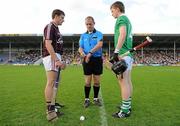 20 August 2011; Referee Anthony Stapleton tosses a coin between Galway captain Barry Daly and Limerick captain Kevin Downes. Bord Gais Energy GAA Hurling Under 21 All-Ireland Championship Semi-Final, Galway v Limerick, Semple Stadium, Thurles, Co. Tipperary. Picture credit: Barry Cregg / SPORTSFILE