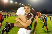 10 September 2011; Galway's Conor Cooney celebrates by lifting team-mate James Regan after the final whistle. Bord Gais Energy GAA Hurling Under 21 All-Ireland 'A' Championship Final, Dublin v Galway, Semple Stadium, Thurles, Co. Tipperary. Picture credit: Dáire Brennan / SPORTSFILE
