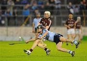 10 September 2011; Jason Grealish, Galway, gets his shot away despite the challenge of Robert Mahon, Dublin. Bord Gais Energy GAA Hurling Under 21 All-Ireland 'A' Championship Final, Dublin v Galway, Semple Stadium, Thurles, Co. Tipperary. Picture credit: Dáire Brennan / SPORTSFILE