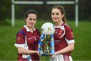 28 March 2017; In attendance at the Lidl Post Primary Schools Junior Finals Media Day are Ciara McCarthy from Coláiste Baile Chláir of Galway, left, and Niamh Gallagher from St. Columba’s Glenties of Donegal at Clonlife College, in Dublin. The Lidl All Ireland Post Primary School’s Finals take place this weekend. The Lidl Junior A Final takes place in Birr on Friday at 1:00pm when John the Baptist from Limerick face Loreto of Cavan. The Lidl Junior B sees St. Angela’s of Waterford meet Mercy Ballymahon of Longford in Clane at 3pm on Sunday and the C Final will take place on Friday when St. Columba’s Glenties of Donegal play Coláiste Baile Chláir of Galway. Photo by Eóin Noonan/Sportsfile