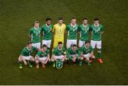 28 March 2017; The Republic of Ireland team, back row, from left to right, James McClean, Cyrus Christie, Keiren Westwood, Alex Pearce, Conor Hourihane and John Egan. Front row, from left to right, Kevin Doyle, Jonathan Hayes, Robbie Brady, Aiden McGeady and Jeff Hendrick prior to the International Friendly match between the Republic of Ireland and Iceland at the Aviva Stadium in Dublin. Photo by Eóin Noonan/Sportsfile
