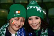 28 March 2017; Republic of Ireland supporters Ben Murray, left, and William Noone, both age 9, and from Naas, Co Kildare, ahead of the International Friendly match between the Republic of Ireland and Iceland at the Aviva Stadium in Dublin. Photo by Cody Glenn/Sportsfile