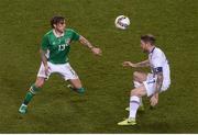 28 March 2017; Jeff Hendrick of Republic of Ireland in action against Aron Einar Gunnarsson of Iceland during the International Friendly match between the Republic of Ireland and Iceland at the Aviva Stadium in Dublin. Photo by Eóin Noonan/Sportsfile