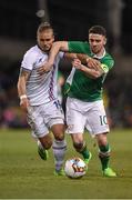 28 March 2017; Robbie Brady of Republic of Ireland in action against Rurik Gislason of Iceland during the International Friendly match between the Republic of Ireland and Iceland at the Aviva Stadium in Dublin. Photo by Matt Browne/Sportsfile