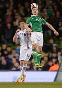 28 March 2017; Kevin Doyle of Republic of Ireland in action against Olafur Ingi Skulason during the International Friendly match between the Republic of Ireland and Iceland at the Aviva Stadium in Dublin. Photo by Cody Glenn/Sportsfile