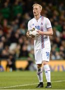 28 March 2017; Hordur Bjorgvin Magnusson of Iceland during the International Friendly match between the Republic of Ireland and Iceland at the Aviva Stadium in Dublin. Photo by Cody Glenn/Sportsfile