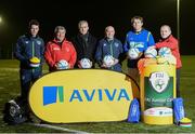 29 March 2017; Aviva’s FAI Junior Cup ambassador, Kevin Kilbane, made a surprise trip with the FAI’s High Performance coaches to FAI Junior Cup side, Wayside Celtic, as part of Aviva’s Put Your Name On It initiative for this season’s competition. Every side who has been involved in this season’s FAI Junior Cup has the opportunity to Put Their Name On It by securing benefits for their clubs from FAI Junior Cup sponsor, Aviva.  For more information log on to www.aviva.ie/faijuniorcup #RoadToAviva. Pictured are, from left, Mark Connors, FAI Development Officer, Mick Mason, Chairman Wayside Celtic, Ed Boylan, Aviva, Paul Martyn, FAI Coach Education Tutor, Kevin Kilbane, Aviva’s FAI Junior Cup Ambassador, and Brendan Docherty, Wayside Celtic coach, at Wayside Celtic FC, Jackson Park, Kilternan, Co. Dublin. Photo by Seb Daly/Sportsfile