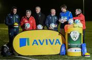 29 March 2017; Aviva’s FAI Junior Cup ambassador, Kevin Kilbane, made a surprise trip with the FAI’s High Performance coaches to FAI Junior Cup side, Wayside Celtic, as part of Aviva’s Put Your Name On It initiative for this season’s competition. Every side who has been involved in this season’s FAI Junior Cup has the opportunity to Put Their Name On It by securing benefits for their clubs from FAI Junior Cup sponsor, Aviva.  For more information log on to www.aviva.ie/faijuniorcup #RoadToAviva. Pictured are, from left, Mark Connors, FAI Development Officer, Mick Mason, Chairman Wayside Celtic, Ed Boylan, Aviva, Paul Martyn, FAI Coach Education Tutor, Kevin Kilbane, Aviva’s FAI Junior Cup Ambassador, and Brendan Docherty, Wayside Celtic coach, at Wayside Celtic FC, Jackson Park, Kilternan, Co. Dublin. Photo by Seb Daly/Sportsfile