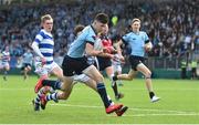 29 March 2017; Chris Cosgrave of St Michael's College dives over to score his side's first try during the Bank of Ireland Leinster Schools Junior Cup Final Replay between St. Michaels College and Blackrock College at Donnybrook Stadium in Dublin. Photo by Ramsey Cardy/Sportsfile