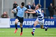 29 March 2017; Chris Cosgrave of St Michael's College is tackled by Sam Small of Blackrock College during the Bank of Ireland Leinster Schools Junior Cup Final Replay between St. Michaels College and Blackrock College at Donnybrook Stadium in Dublin. Photo by Ramsey Cardy/Sportsfile