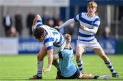 29 March 2017; John Campbell of Blackrock College is tackled by Eddie Kelly of St Michael's College during the Bank of Ireland Leinster Schools Junior Cup Final Replay between St. Michaels College and Blackrock College at Donnybrook Stadium in Dublin. Photo by Ramsey Cardy/Sportsfile