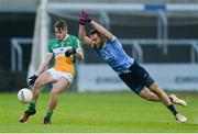 29 March 2017; Adam Mahon of Offaly in action against Declan Monaghan of Dublin during the EirGrid Leinster GAA Football U21 Championship Final match between Dublin and Offaly at O'Moore Park in Portlaoise, Co Laois. Photo by Piaras Ó Mídheach/Sportsfile