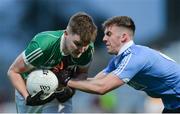 29 March 2017; Patrick Dunican of Offaly in action against Seán McMahon of Dublin during the EirGrid Leinster GAA Football U21 Championship Final match between Dublin and Offaly at O'Moore Park in Portlaoise, Co Laois. Photo by Piaras Ó Mídheach/Sportsfile