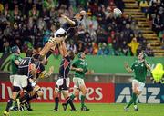11 September 2011; Shane Jennings, right, Ireland, collects the ball at the back of a USA lineout. 2011 Rugby World Cup, Pool C, Ireland v USA, Stadium Taranaki, New Plymouth, New Zealand. Picture credit: Brendan Moran / SPORTSFILE