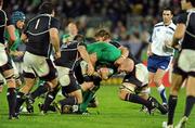 11 September 2011; Paul O'Connell, Ireland, is tackled by Phil Thiel and Nic Johnson, right, USA. 2011 Rugby World Cup, Pool C, Ireland v USA, Stadium Taranaki, New Plymouth, New Zealand. Picture credit: Brendan Moran / SPORTSFILE