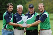 9 September 2011; The Sarsfields GAA Club, Co. Galway, team who won the 12th Annual All-Ireland GAA Golf Challenge 2011 Finals, are from left to right, David Byrne, Michael Corcoran, David Byrne Snr, and Padraig Hynes. Waterford Castle Golf and Country Club, Co. Waterford. Picture credit: Matt Browne / SPORTSFILE