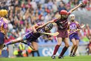 11 September 2011; Therese Maher, Galway, in action against Una Leacy, Wexford. All-Ireland Senior Camogie Championship Final in association with RTE Sport, Galway v Wexford, Croke Park, Dublin. Picture credit: Brian Lawless / SPORTSFILE
