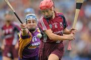 11 September 2011; Therese Maher, Galway, in action against Katrina Parrock, Wexford. All-Ireland Senior Camogie Championship Final in association with RTE Sport, Galway v Wexford, Croke Park, Dublin. Picture credit: David Maher / SPORTSFILE