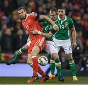 24 March 2017; Gareth Bale of Wales in action against Glenn Whelan of Republic of Ireland during the FIFA World Cup Qualifier Group D match between Republic of Ireland and Wales at the Aviva Stadium in Dublin. Photo by Brendan Moran/Sportsfile
