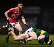 29 March 2017; Matthew O’Sullivan of Kerry in action against Sean Daly of Cork during the EirGrid Munster GAA Football U21 Championship Final match between Cork and Kerry at Páirc Ui Rinn in Cork. Photo by Stephen McCarthy/Sportsfile