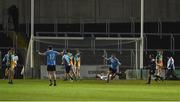 29 March 2017; Tom Fox of Dublin celebrates after scoring his side's first goal during the EirGrid Leinster GAA Football U21 Championship Final match between Dublin and Offaly at O'Moore Park in Portlaoise, Co Laois. Photo by David Maher/Sportsfile