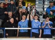 29 March 2017; Dublin joint captains Con O'Callaghan, left, and Cillian O'Shea lift the cup after the EirGrid Leinster GAA Football U21 Championship Final match between Dublin and Offaly at O'Moore Park in Portlaoise, Co Laois. Photo by David Maher/Sportsfile