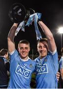 29 March 2017; Brian Howard, left, and Glenn O'Reilly of Dublin celebrate after the EirGrid Leinster GAA Football U21 Championship Final match between Dublin and Offaly at O'Moore Park in Portlaoise, Co Laois. Photo by David Maher/Sportsfile