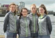 30 March 2017; Republic of Ireland players, from left, Chloe Moloney, Roma Mclaughlin, Niamh Prior and Amanda McQuillan at the Women's Under 19 Squad Announcement at the Mayor's Office in Limerick. Photo by Matt Browne/Sportsfile