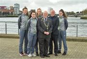 30 March 2017; Mayor of the City and County of Limerick Kieran O'Hanlon with Republic of Ireland manager Dave Connell and players, from left, Chloe Moloney, Roma Mclaughlin, Niamh Prior and Amanda McQuillan at the Women's Under 19 Squad Announcement at the Mayor's Office in Limerick. Photo by Matt Browne/Sportsfile