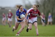 31 March 2017; Andrea Trill of Colaiste Bhaile Chláir in action against Niamh Agnew of St. Columbas during the Lidl All Ireland PPS Junior C Championship final match between Colaiste Bhaile Chláir and St. Columbas at Connolly Park in Sligo. Photo by Sam Barnes/Sportsfile