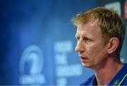 31 March 2017; Leinster head coach Leo Cullen during a press conference at the Leinster Rugby Headquarters in Dublin. Photo by Ramsey Cardy/Sportsfile