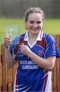 31 March 2017; Andrea Trill of Colaiste Bhaile Chláirwith her player of match award following the Lidl All Ireland PPS Junior C Championship final match between Colaiste Bhaile Chláir and St. Columbas at Connolly Park in Sligo. Photo by Sam Barnes/Sportsfile
