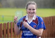 31 March 2017; Andrea Trill of Colaiste Bhaile Chláirwith her player of match award following the Lidl All Ireland PPS Junior C Championship final match between Colaiste Bhaile Chláir and St. Columbas at Connolly Park in Sligo. Photo by Sam Barnes/Sportsfile