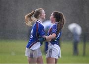 31 March 2017; Megan Flaherty, left, and Amy Walsh of Colaiste Bhaile Chláir celebrate at the final whistle following the Lidl All Ireland PPS Junior C Championship final match between Colaiste Bhaile Chláir and St. Columbas at Connolly Park in Sligo. Photo by Sam Barnes/Sportsfile