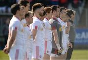 26 March 2017; The Tyrone team stand for the national anthem before the Allianz Football League Division 1 Round 6 match between Tyrone and Mayo at Healy Park in Omagh. Photo by Oliver McVeigh/Sportsfile