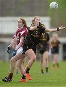 31 March 2017; Andrea O'Sullivan of John the Baptist Community School in action against Niamh Keenaghan of Loreto College during the Lidl All Ireland PPS Junior A Championship final match between Loreto College and John the Baptist Community School at St Brendan's Park in Birr, Co Offaly. Photo by Piaras Ó Mídheach/Sportsfile